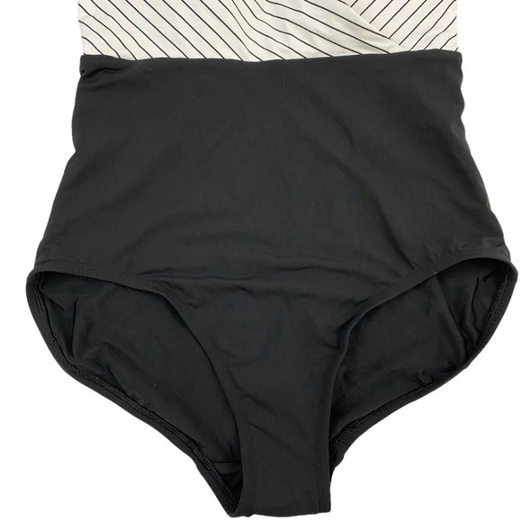 CALIA by Carrie Underwood Black & White Stripe Cross Back One Piece Swimsuit 4 - Picture 4 of 9